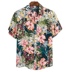MONERFFI 2020 Men Casual Shirts Fashion Hawaiian Printed Short-sleeve Beach Shirts Holiday Floral Streetwear Camisa Masculina