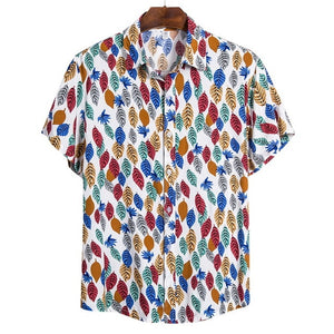 MONERFFI 2020 Men Casual Shirts Fashion Hawaiian Printed Short-sleeve Beach Shirts Holiday Floral Streetwear Camisa Masculina