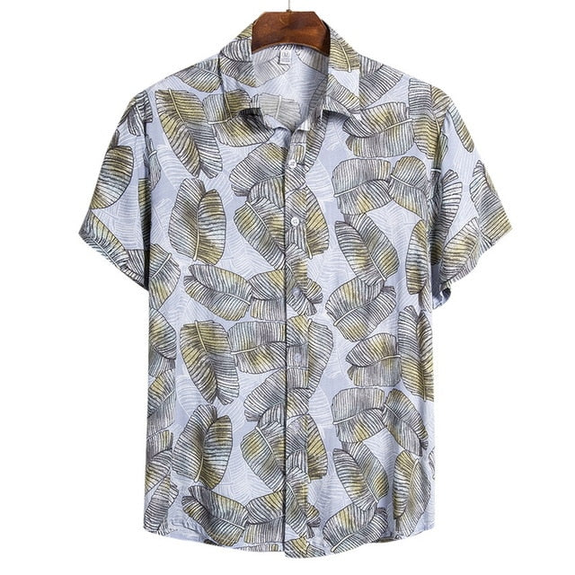 MONERFFI 2020 Men Casual Shirts Fashion Hawaiian Printed Short-sleeve Beach Shirts Holiday Floral Streetwear Camisa Masculina