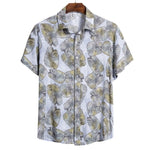 MONERFFI 2020 Men Casual Shirts Fashion Hawaiian Printed Short-sleeve Beach Shirts Holiday Floral Streetwear Camisa Masculina