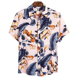 MONERFFI 2020 Men Casual Shirts Fashion Hawaiian Printed Short-sleeve Beach Shirts Holiday Floral Streetwear Camisa Masculina