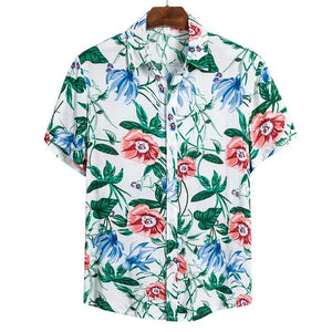 MONERFFI 2020 Men Casual Shirts Fashion Hawaiian Printed Short-sleeve Beach Shirts Holiday Floral Streetwear Camisa Masculina