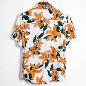 MONERFFI 2020 Men Casual Shirts Fashion Hawaiian Printed Short-sleeve Beach Shirts Holiday Floral Streetwear Camisa Masculina