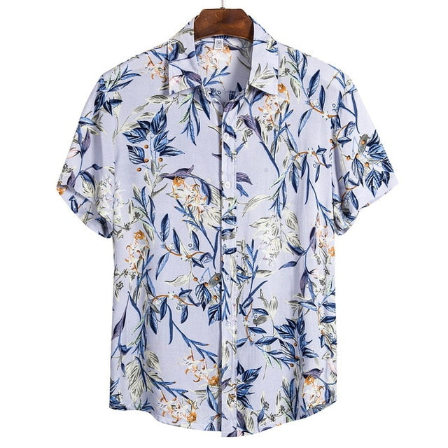 MONERFFI 2020 Men Casual Shirts Fashion Hawaiian Printed Short-sleeve Beach Shirts Holiday Floral Streetwear Camisa Masculina