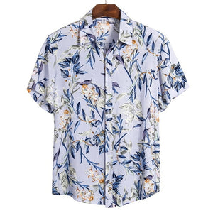 MONERFFI 2020 Men Casual Shirts Fashion Hawaiian Printed Short-sleeve Beach Shirts Holiday Floral Streetwear Camisa Masculina