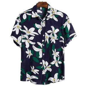 MONERFFI 2020 Men Casual Shirts Fashion Hawaiian Printed Short-sleeve Beach Shirts Holiday Floral Streetwear Camisa Masculina