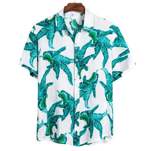 MONERFFI 2020 Men Casual Shirts Fashion Hawaiian Printed Short-sleeve Beach Shirts Holiday Floral Streetwear Camisa Masculina