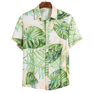 MONERFFI 2020 Men Casual Shirts Fashion Hawaiian Printed Short-sleeve Beach Shirts Holiday Floral Streetwear Camisa Masculina