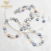 ASHIQI Natural Baroque Pearl Jewelry Sets for Women 9-10mm Freshwater Pearl NE+BR+EA