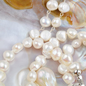 ASHIQI Natural Baroque Pearl Jewelry Sets for Women 9-10mm Freshwater Pearl NE+BR+EA