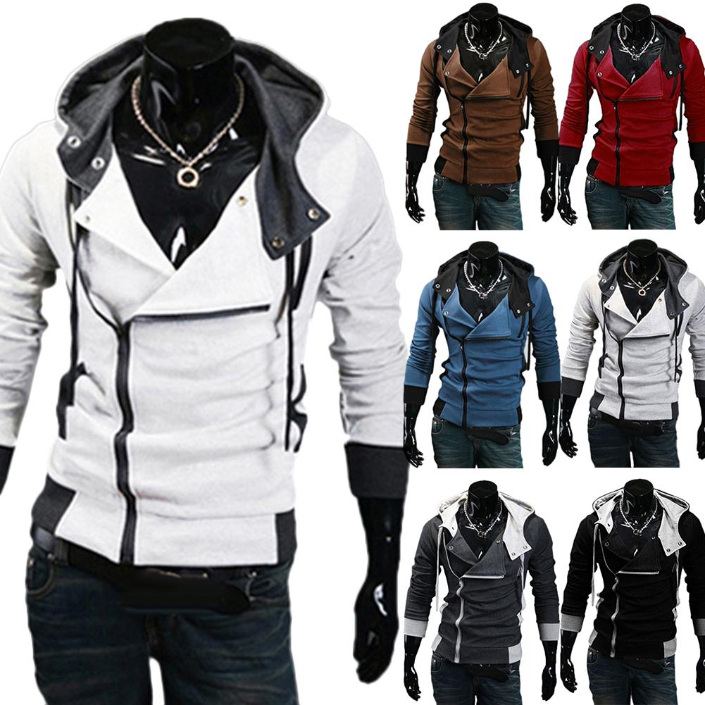 M-5XL Spring/Autumn Sport Windbreaker Running Jacket Plus Size Men Long Sleeve Diagonal Zipper Drawstring Hood Loose Sports Coat