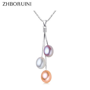 ZHBORUINI 2019 Fashion Pearl Necklace Pearl Jewelry Multicolour Natural Pearl Pendant 925 Sterling Silver Jewelry For Women Gift