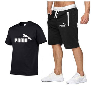 Hot Summer New Cotton short-sleeved men's tracksuit Casual sports suit clothes Tshirt+shorts Print Brand Sets size S-XXL