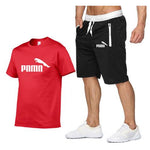 Hot Summer New Cotton short-sleeved men's tracksuit Casual sports suit clothes Tshirt+shorts Print Brand Sets size S-XXL