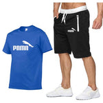 Hot Summer New Cotton short-sleeved men's tracksuit Casual sports suit clothes Tshirt+shorts Print Brand Sets size S-XXL