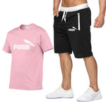 Hot Summer New Cotton short-sleeved men's tracksuit Casual sports suit clothes Tshirt+shorts Print Brand Sets size S-XXL