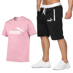 Hot Summer New Cotton short-sleeved men's tracksuit Casual sports suit clothes Tshirt+shorts Print Brand Sets size S-XXL