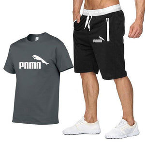 Hot Summer New Cotton short-sleeved men's tracksuit Casual sports suit clothes Tshirt+shorts Print Brand Sets size S-XXL