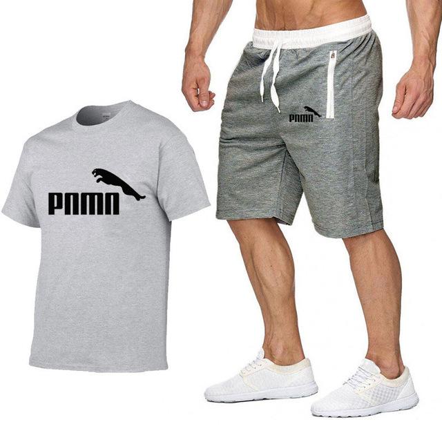 Hot Summer New Cotton short-sleeved men's tracksuit Casual sports suit clothes Tshirt+shorts Print Brand Sets size S-XXL