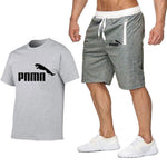 Hot Summer New Cotton short-sleeved men's tracksuit Casual sports suit clothes Tshirt+shorts Print Brand Sets size S-XXL
