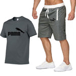 Hot Summer New Cotton short-sleeved men's tracksuit Casual sports suit clothes Tshirt+shorts Print Brand Sets size S-XXL