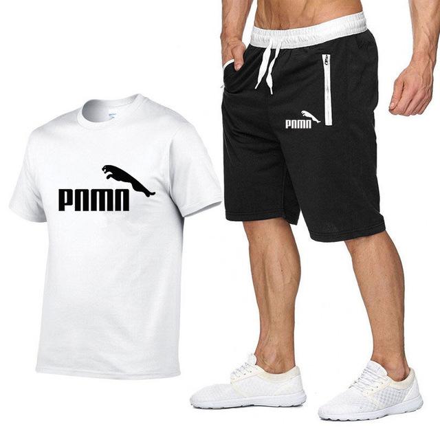 Hot Summer New Cotton short-sleeved men's tracksuit Casual sports suit clothes Tshirt+shorts Print Brand Sets size S-XXL