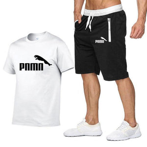 Hot Summer New Cotton short-sleeved men's tracksuit Casual sports suit clothes Tshirt+shorts Print Brand Sets size S-XXL