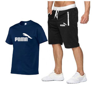 Hot Summer New Cotton short-sleeved men's tracksuit Casual sports suit clothes Tshirt+shorts Print Brand Sets size S-XXL