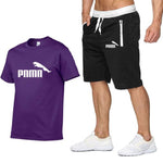 Hot Summer New Cotton short-sleeved men's tracksuit Casual sports suit clothes Tshirt+shorts Print Brand Sets size S-XXL