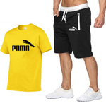 Hot Summer New Cotton short-sleeved men's tracksuit Casual sports suit clothes Tshirt+shorts Print Brand Sets size S-XXL