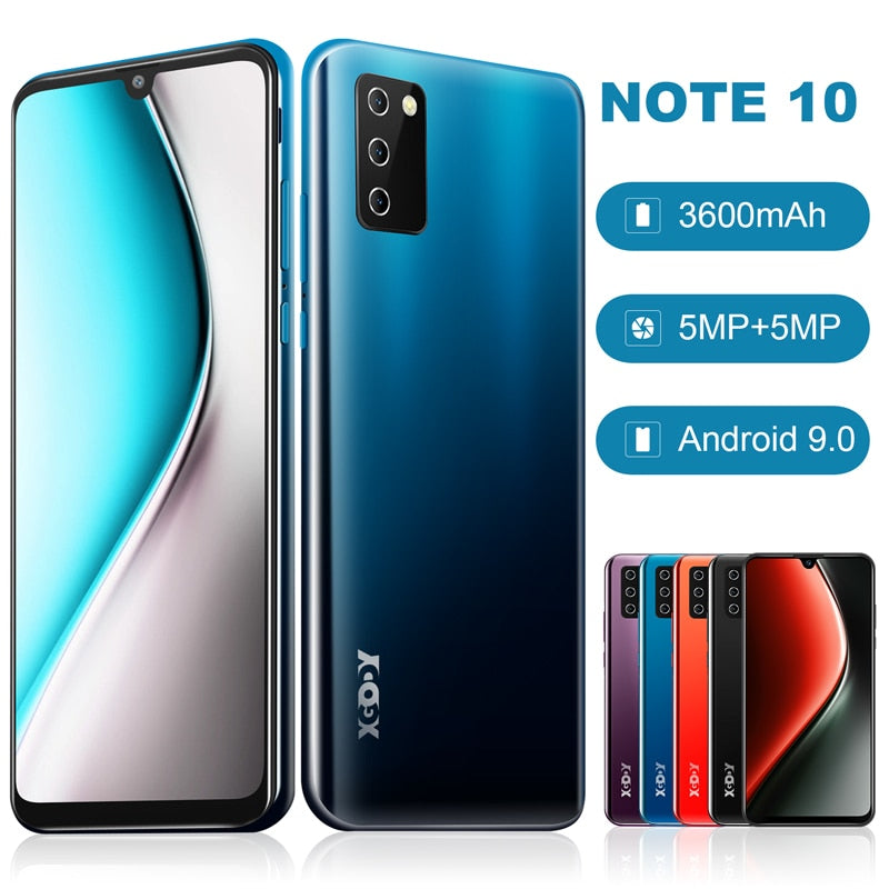 XGODY 7.2" 4G Smartphone Android 9.0 Waterdrop Dual SIM Mobile Phone 2GB 16GB Quad Core 3600mAh 5MP Camera Cell Phone Note 10