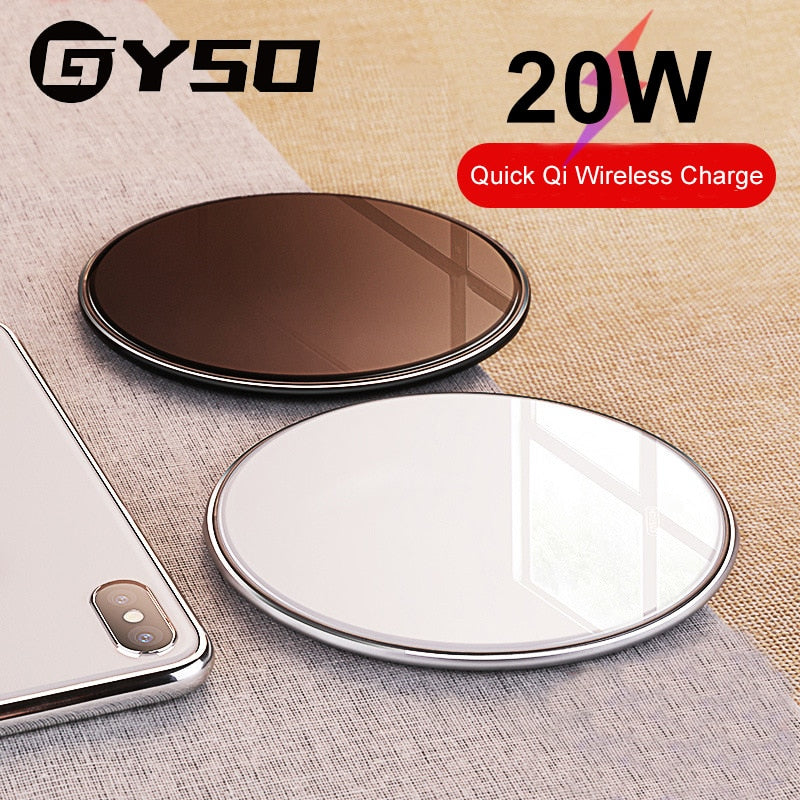 GYSO 20W Fast Qi Wireless Charger For iPhone 11 Pro X/XS Max XR 8 Plus USB Wireless Charging Pad For Samsung S9 S10 S20 Note 9 8