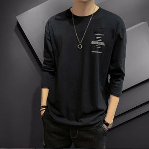 2020 New fashion casual floral Male cotton t-shirt striped long sleeved t shirt o neck Tee shirt print t shirt men 4XL 5XL