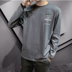 2020 New fashion casual floral Male cotton t-shirt striped long sleeved t shirt o neck Tee shirt print t shirt men 4XL 5XL