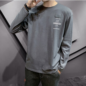 2020 New fashion casual floral Male cotton t-shirt striped long sleeved t shirt o neck Tee shirt print t shirt men 4XL 5XL