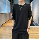 2020 New fashion casual floral Male cotton t-shirt striped long sleeved t shirt o neck Tee shirt print t shirt men 4XL 5XL