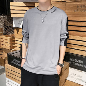 2020 New fashion casual floral Male cotton t-shirt striped long sleeved t shirt o neck Tee shirt print t shirt men 4XL 5XL