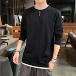 2020 New fashion casual floral Male cotton t-shirt striped long sleeved t shirt o neck Tee shirt print t shirt men 4XL 5XL