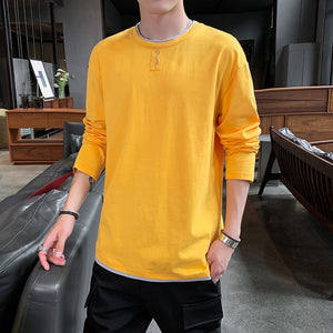 2020 New fashion casual floral Male cotton t-shirt striped long sleeved t shirt o neck Tee shirt print t shirt men 4XL 5XL