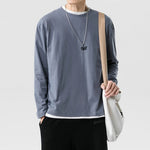 2020 New fashion casual floral Male cotton t-shirt striped long sleeved t shirt o neck Tee shirt print t shirt men 4XL 5XL