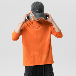 2020 New fashion casual floral Male cotton t-shirt striped long sleeved t shirt o neck Tee shirt print t shirt men 4XL 5XL