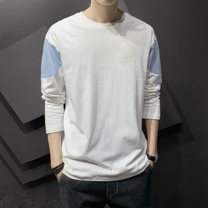 2020 New fashion casual floral Male cotton t-shirt striped long sleeved t shirt o neck Tee shirt print t shirt men 4XL 5XL