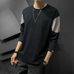 2020 New fashion casual floral Male cotton t-shirt striped long sleeved t shirt o neck Tee shirt print t shirt men 4XL 5XL