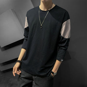 2020 New fashion casual floral Male cotton t-shirt striped long sleeved t shirt o neck Tee shirt print t shirt men 4XL 5XL