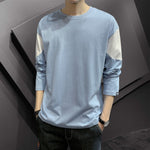 2020 New fashion casual floral Male cotton t-shirt striped long sleeved t shirt o neck Tee shirt print t shirt men 4XL 5XL