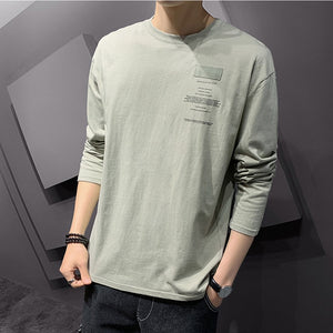 2020 New fashion casual floral Male cotton t-shirt striped long sleeved t shirt o neck Tee shirt print t shirt men 4XL 5XL