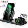 15W Wireless Charger 3 In 1 Fast Charging Stand for iPhone 11Pro 8 X XS Apple Watch Series 5 4 3 Airpods Pro 1 2 Wireless Charge