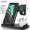 4 in 1 Wireless Charger QI 10W Fast  Charging Dock Stand For iphone 11 Pro 8 XR XS For Apple Watch 5 4 Airpods Pro Pencil Charge