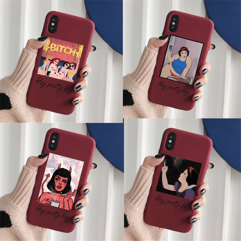 Un bitch please con las princesitas Disneys Case ForiPhone12  11 pro XR 7 Plus XS Silicone Phone For iPhone6S 8 Plus XS Max Case