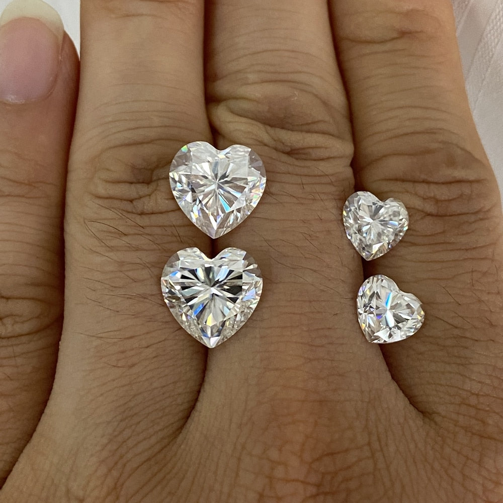 Lab Created diamond moissanite stone Heart cut  2.5cts  8.5x8.5 mm D color VVS1 loose moissanite stone ring earring